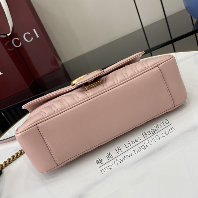 Gucci專櫃古馳最新款Marmont系列絎縫迷你手袋鏈條肩背包 jh2781型號：443497